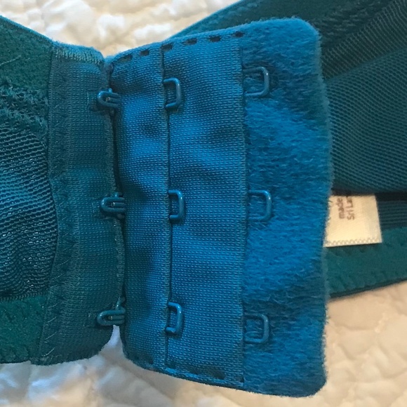 Cacique cotton boost plunge green/teal bra with lace (44B) - Picture 8 of 10